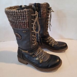 Women's boots mid calf shoes brown Spring step Ababi size 37 6.5 7 hiking